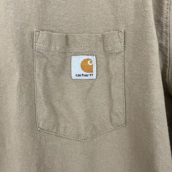 Carhartt Original Fit Mens Tan Short Sleeve Crew Neck Pocket Logo T-Shirt 2XL - Picture 3 of 4